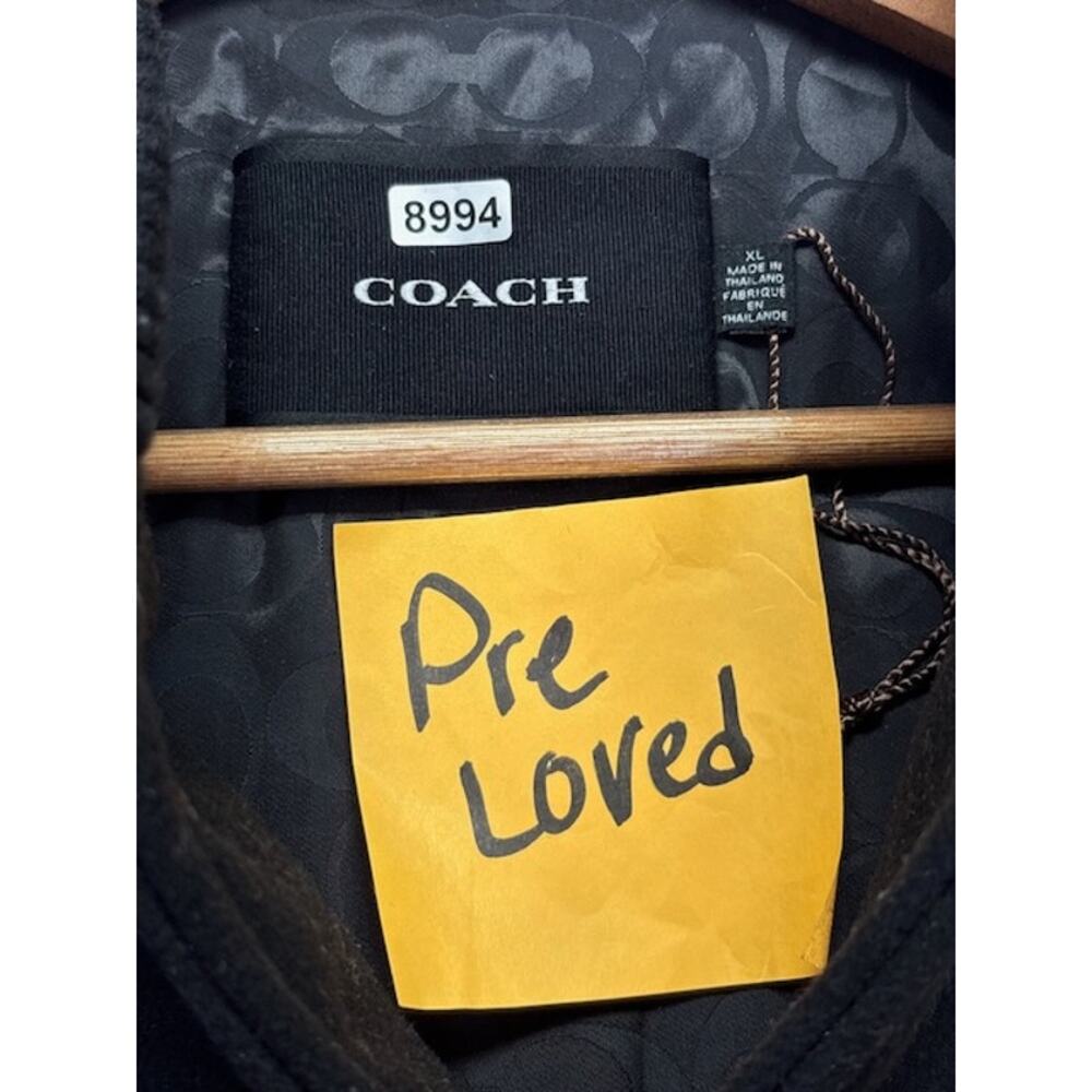 Coach Varsity Bomber Jacket Snap Button Front Logo Patch Black/Gray Mens Size XL - Picture 3 of 16